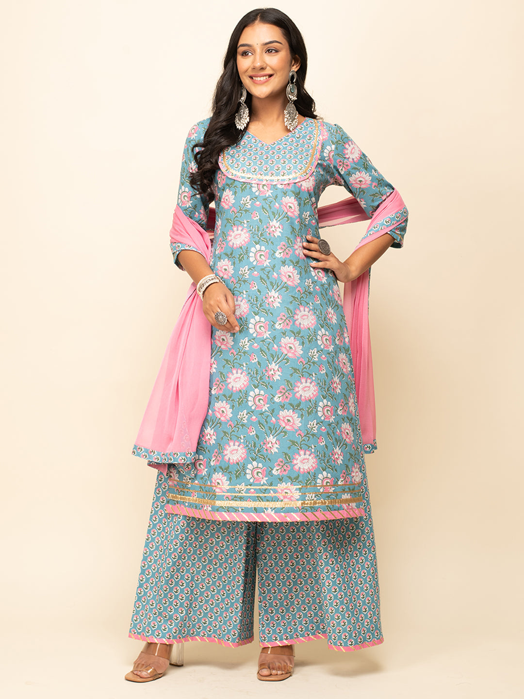 Sky-Blue-Cotton-Straight-3-Piece-Kurta-Set