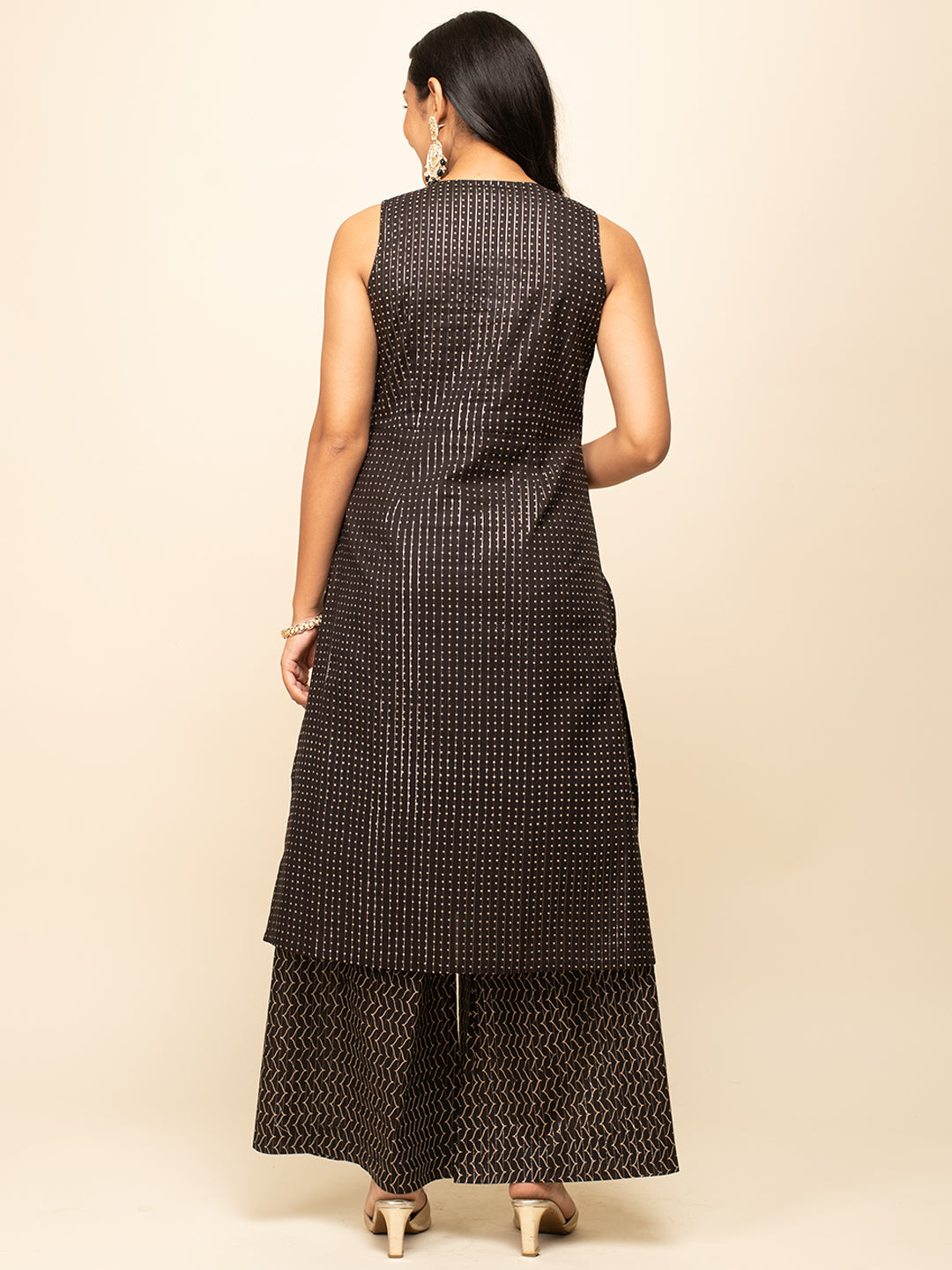 Black-Cotton-Lurex-Straight-3-Piece-Kurta-Set