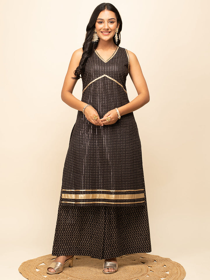 Black-Cotton-Lurex-Straight-3-Piece-Kurta-Set