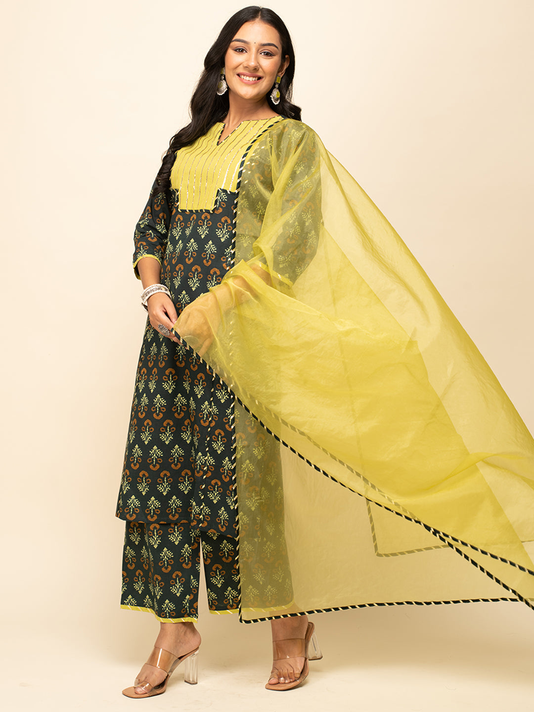 Green-Cotton-Straight-3-Piece-Kurta-Set
