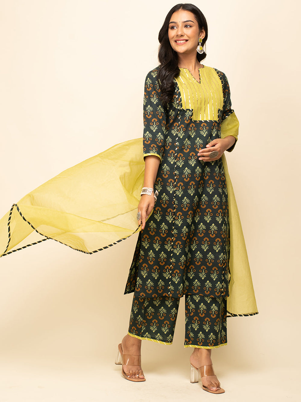 Green-Cotton-Straight-3-Piece-Kurta-Set