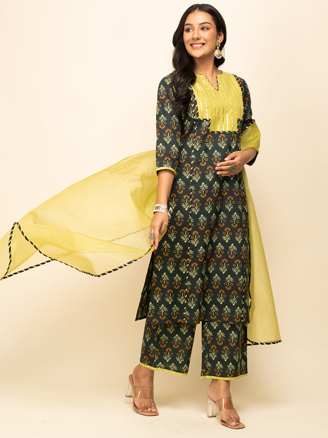 Green-Cotton-Straight-3-Piece-Kurta-Set