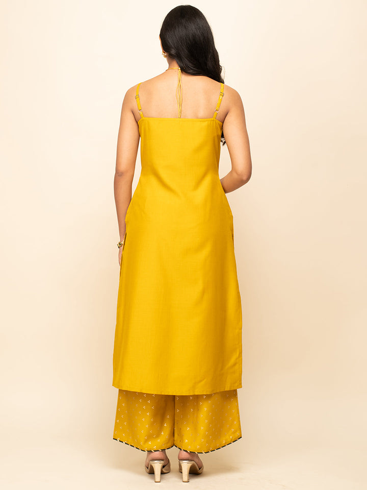 Yellow-Silk-Blend-Polka-Dot-3-Piece-Kurta-Set
