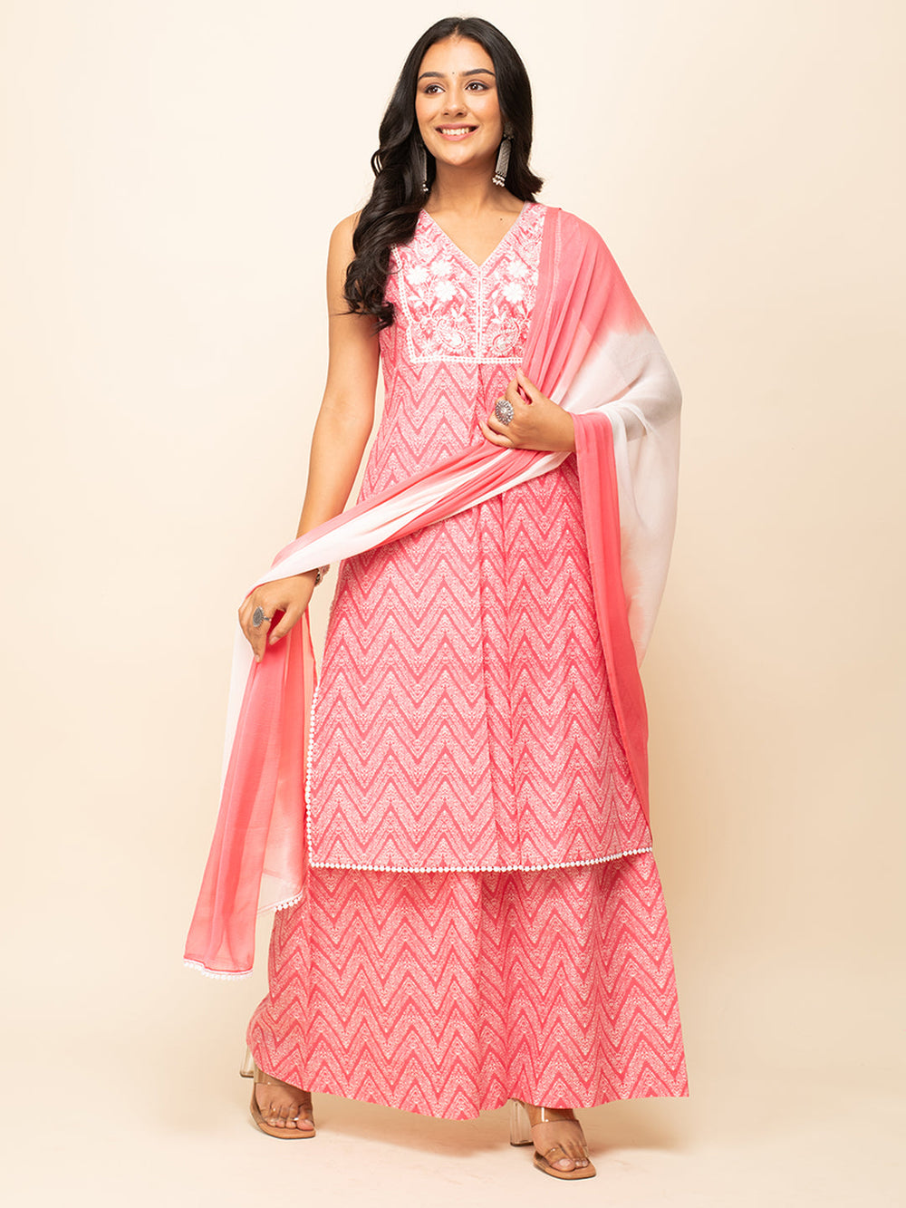 Peach-Cotton-Embroidered-3-Piece-Kurta-Set
