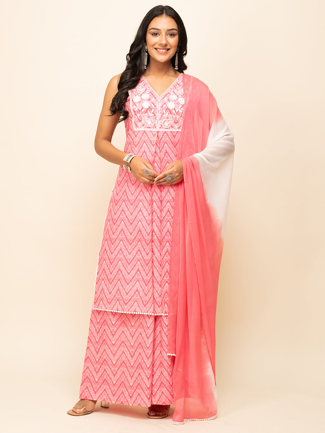 Peach-Cotton-Embroidered-3-Piece-Kurta-Set