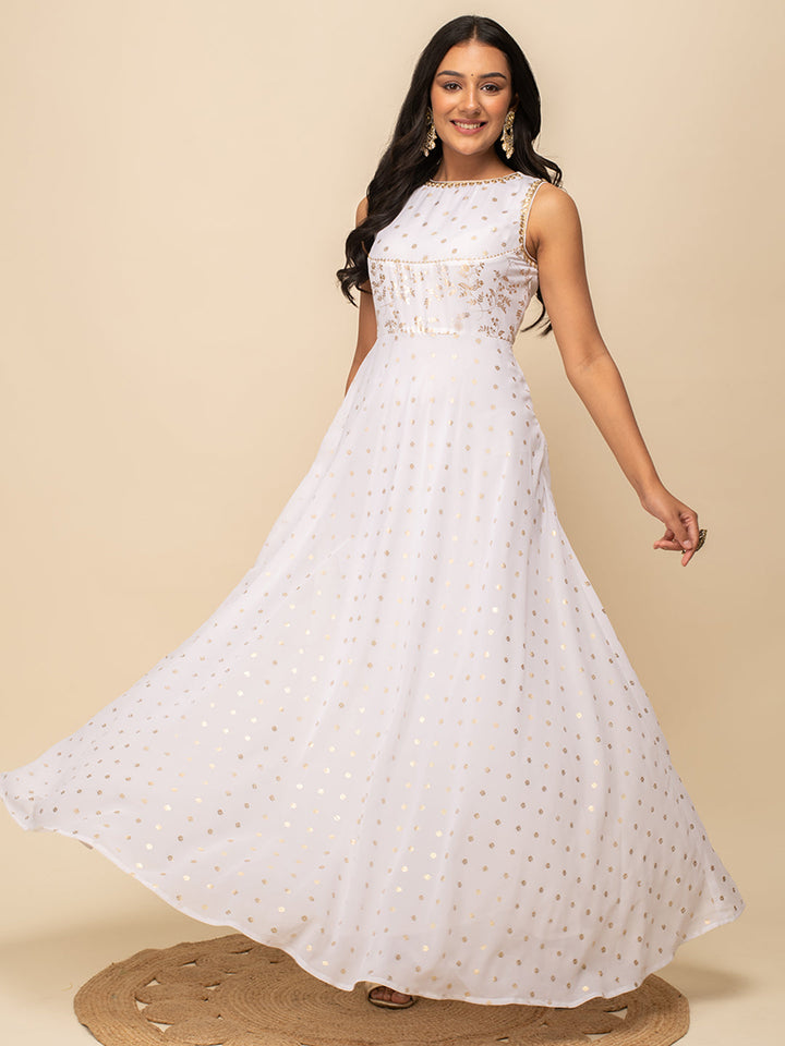 White-Georgette-Printed-Gown-With-Dupatta