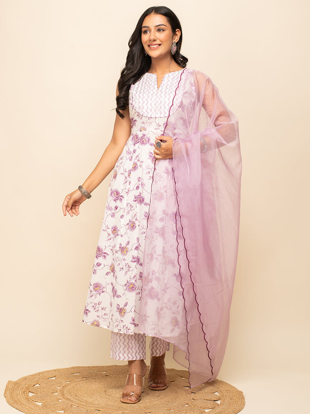 White-Cotton-A-Line-3-Piece-Kurta-Set
