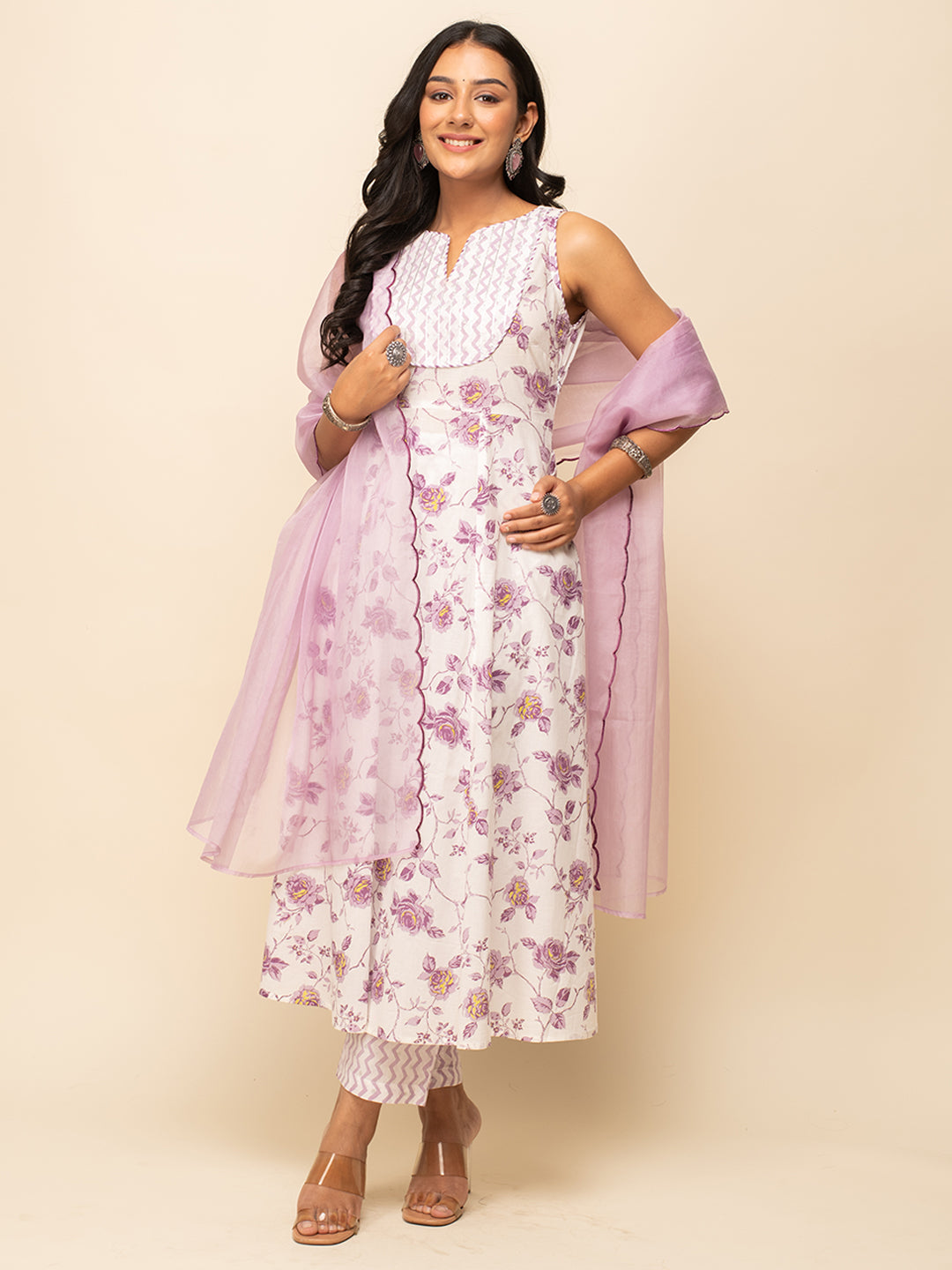 White-Cotton-A-Line-3-Piece-Kurta-Set