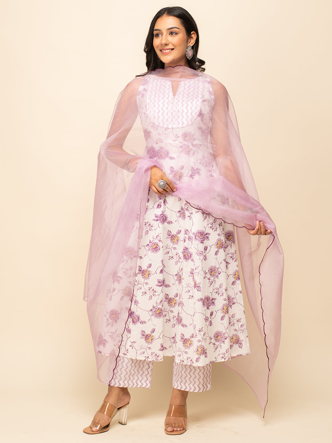 White-Cotton-A-Line-3-Piece-Kurta-Set