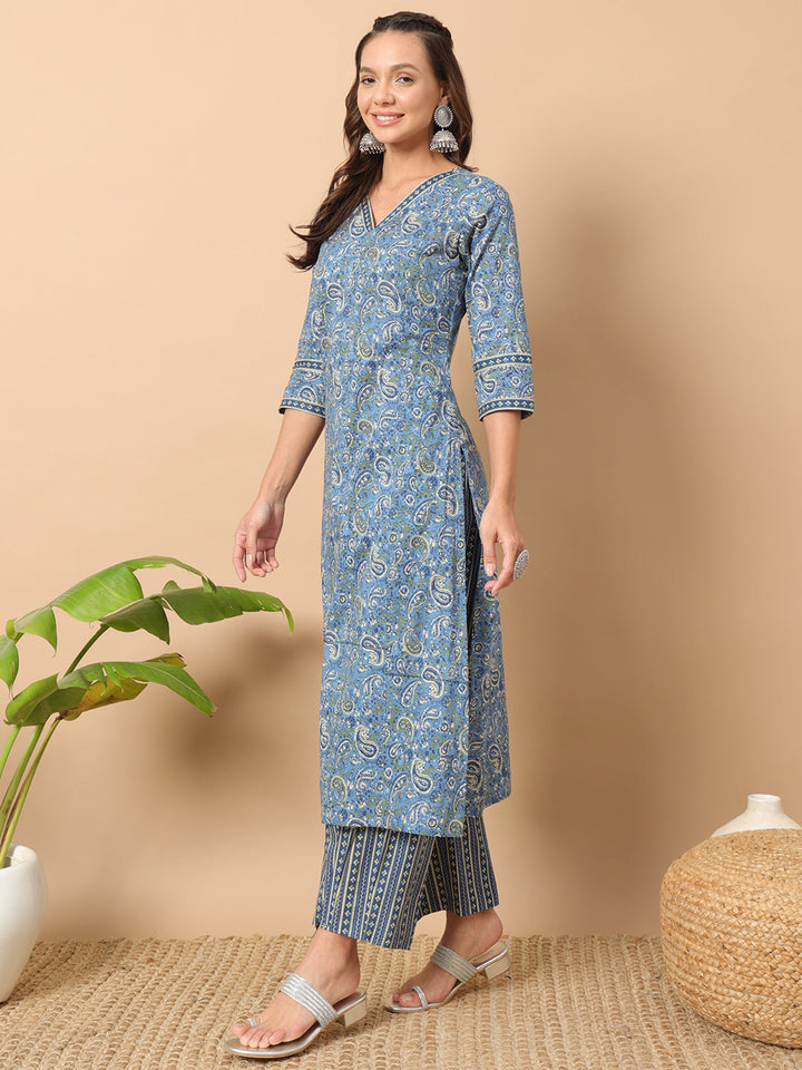 Light-Cotton-Blue-Straight-Kurta-Set