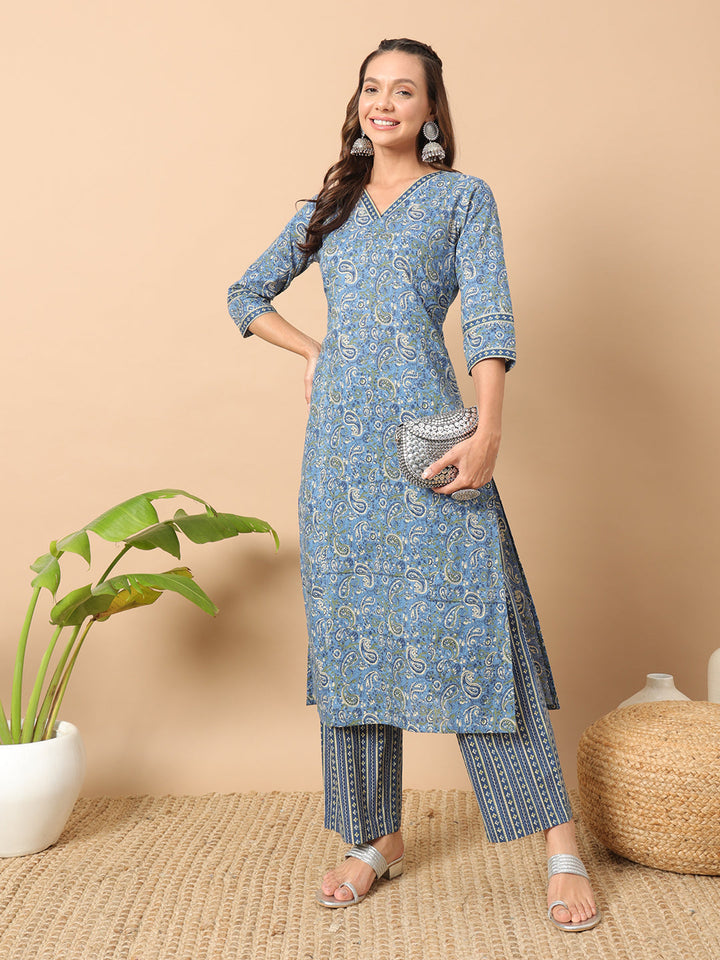 Light-Cotton-Blue-Straight-Kurta-Set