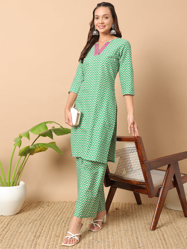 Sea-Green-Cotton-Straight-2-Piece-Kurta-Set