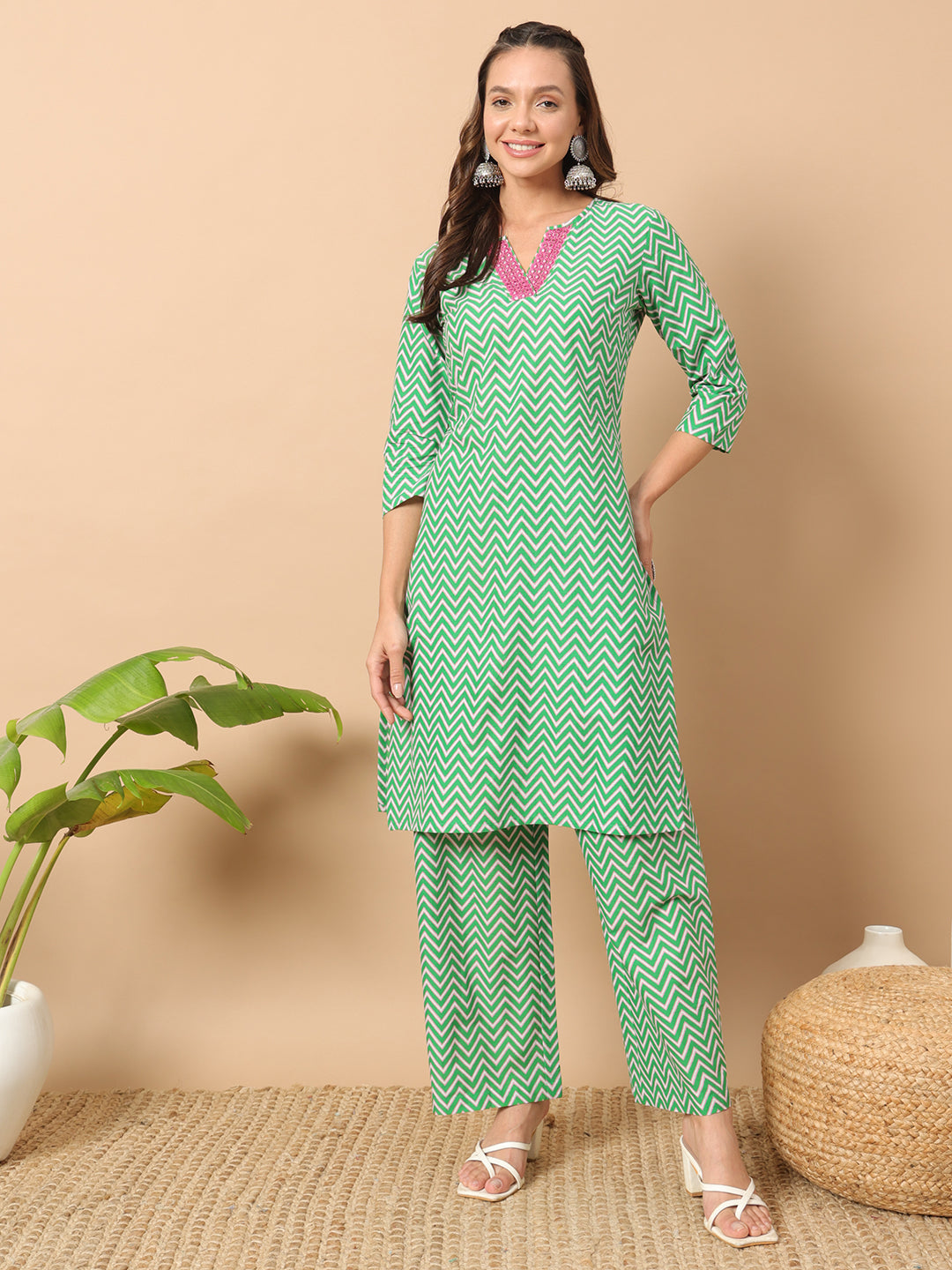Sea-Green-Cotton-Straight-2-Piece-Kurta-Set