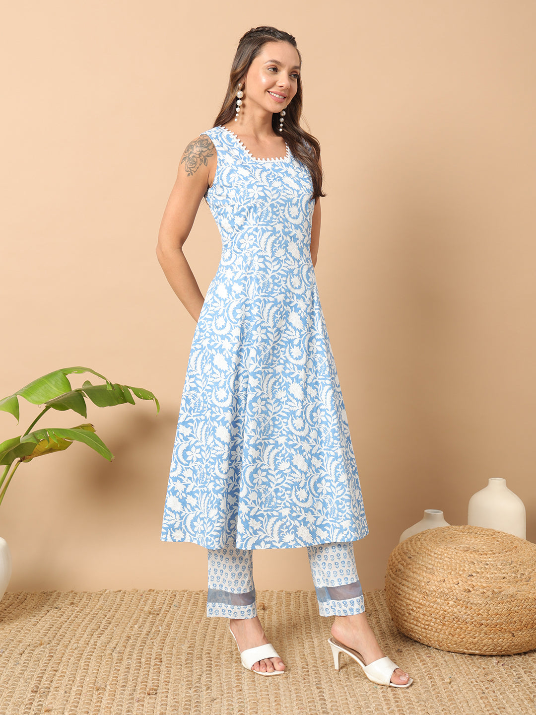 Sky-Blue-Cotton-A-Line-3-Piece-Kurta-Set