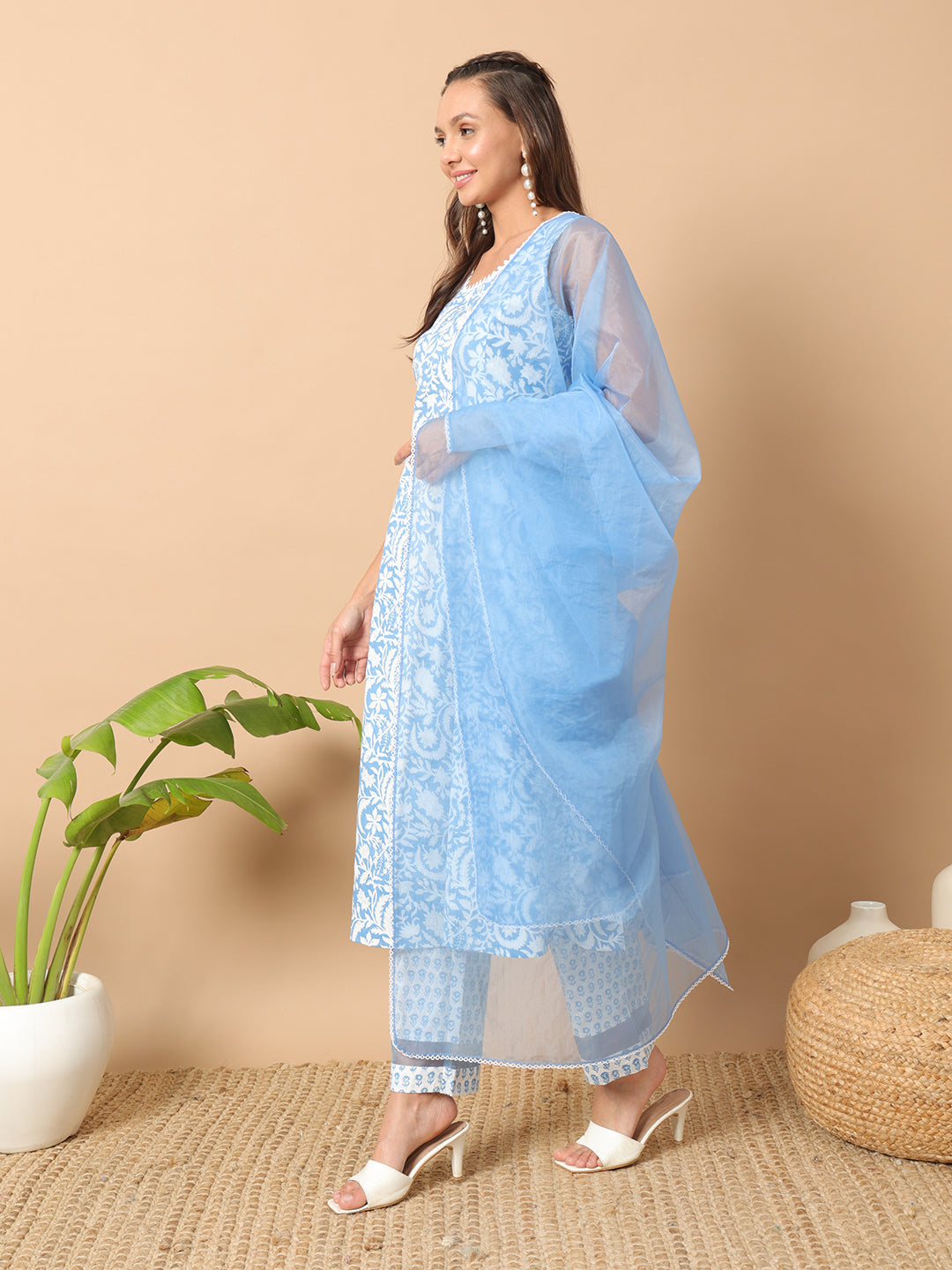 Sky-Blue-Cotton-A-Line-3-Piece-Kurta-Set