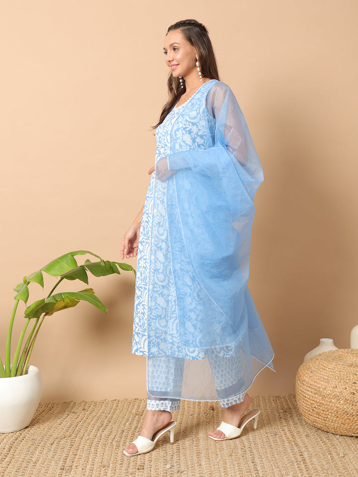 Sky-Blue-Cotton-A-Line-3-Piece-Kurta-Set