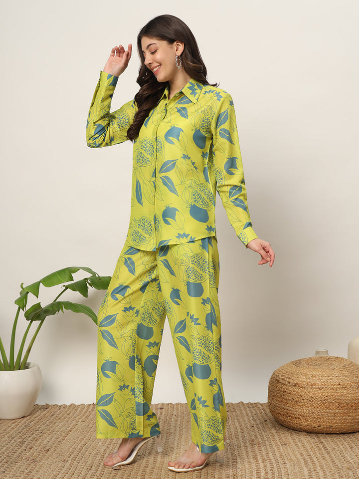 Lime-Green-Cotton-Blend-Printed--Co-Ords-Set