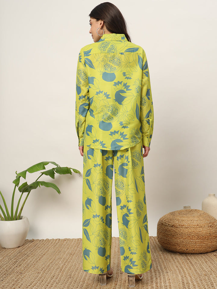 Lime-Green-Cotton-Blend-Printed--Co-Ords-Set