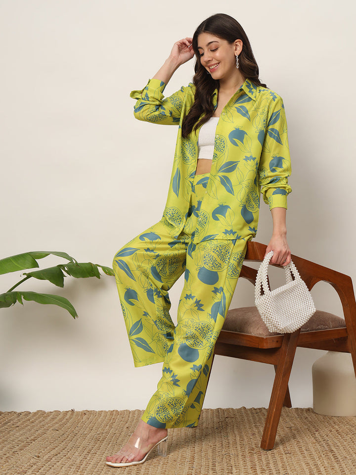 Lime-Green-Cotton-Blend-Printed--Co-Ords-Set