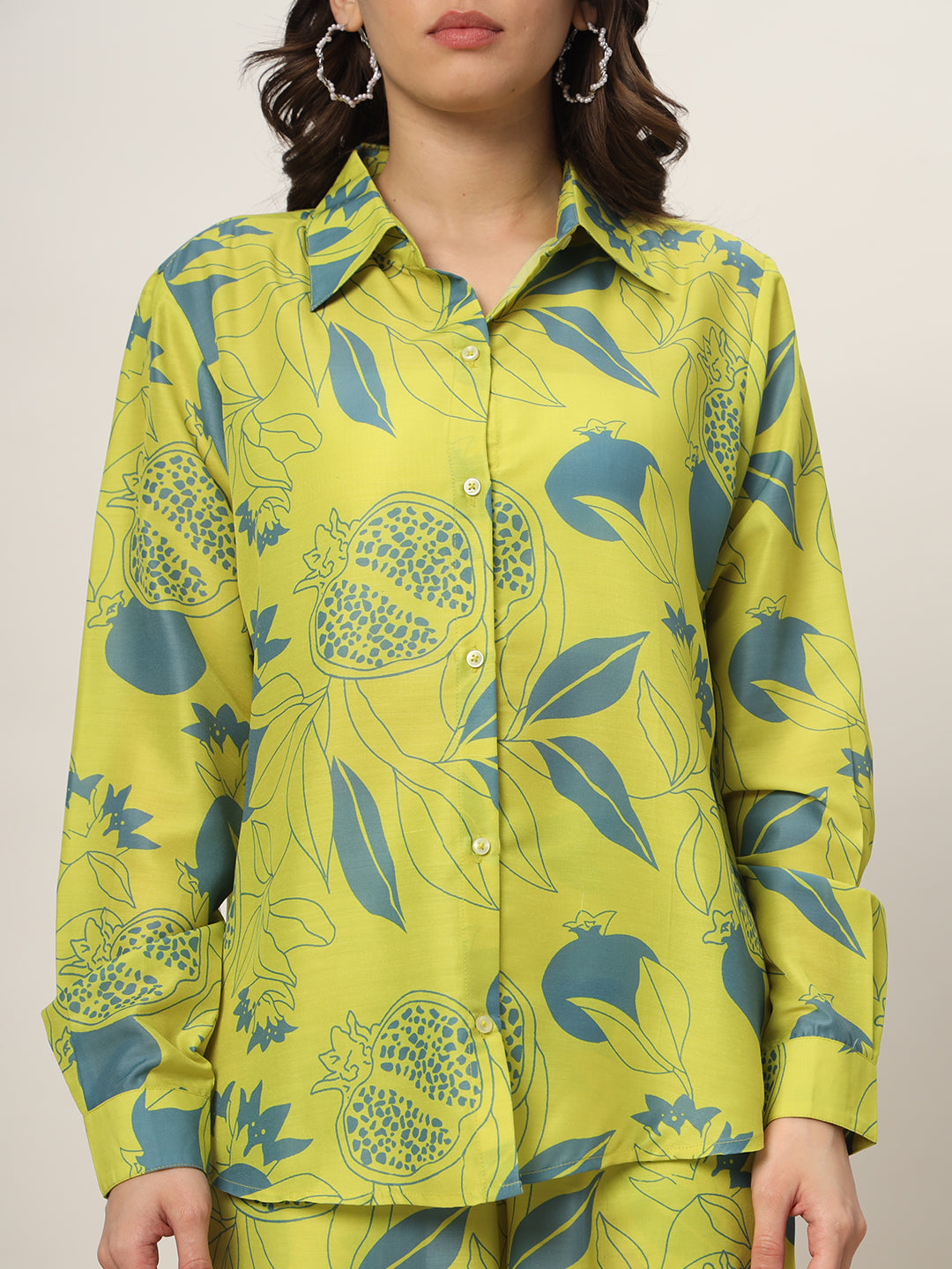 Lime-Green-Cotton-Blend-Printed--Co-Ords-Set
