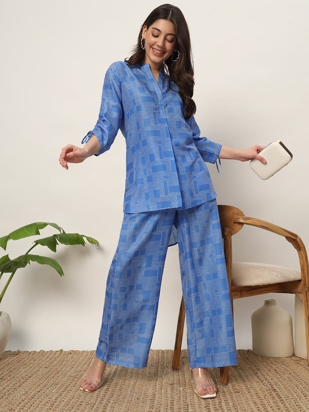 Blue-Cotton-Blend-Printed-Co-Ords-Set