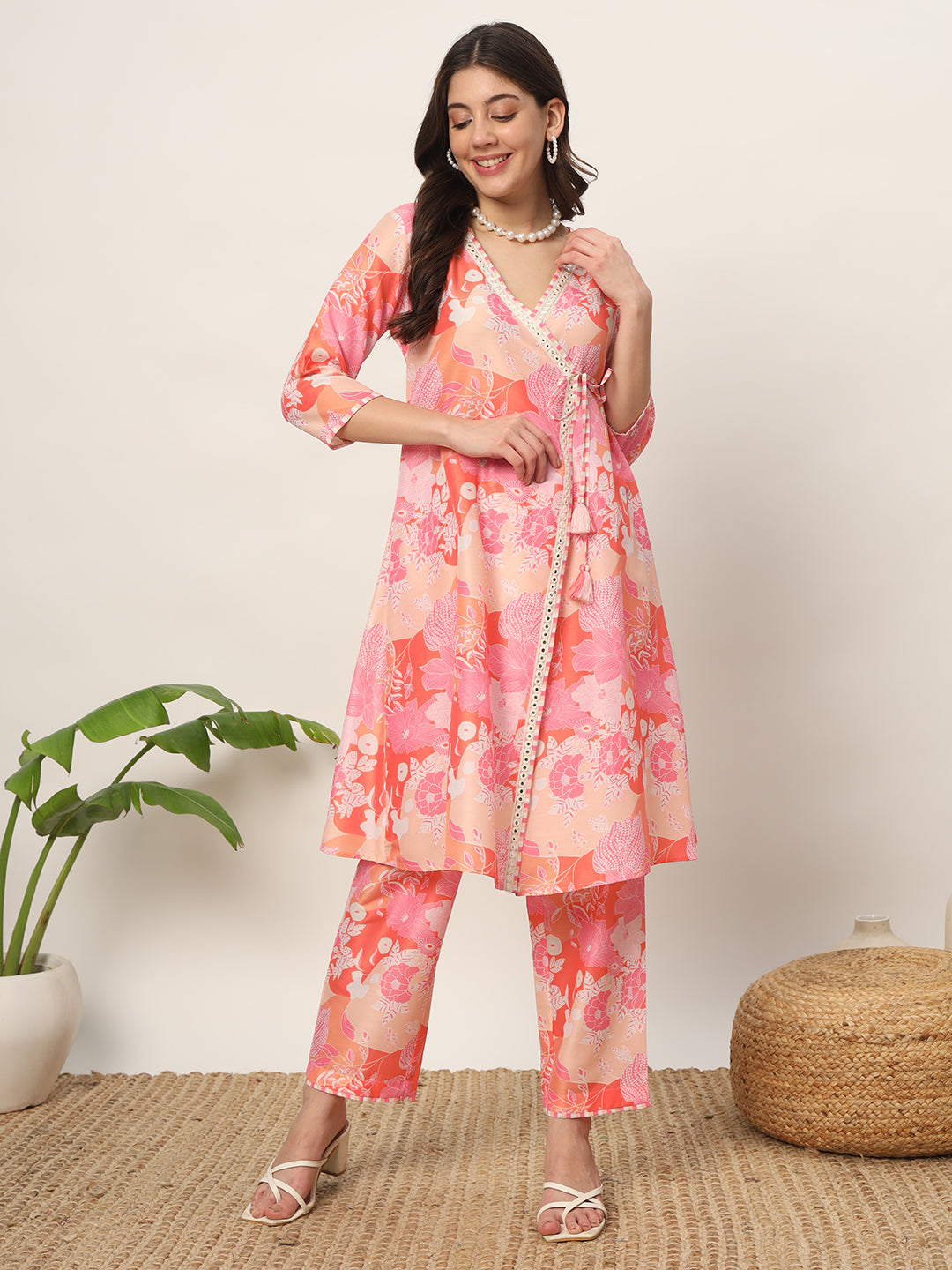 Pink-Cotton-Blend-A-Line-2-Piece-Kurta-Set