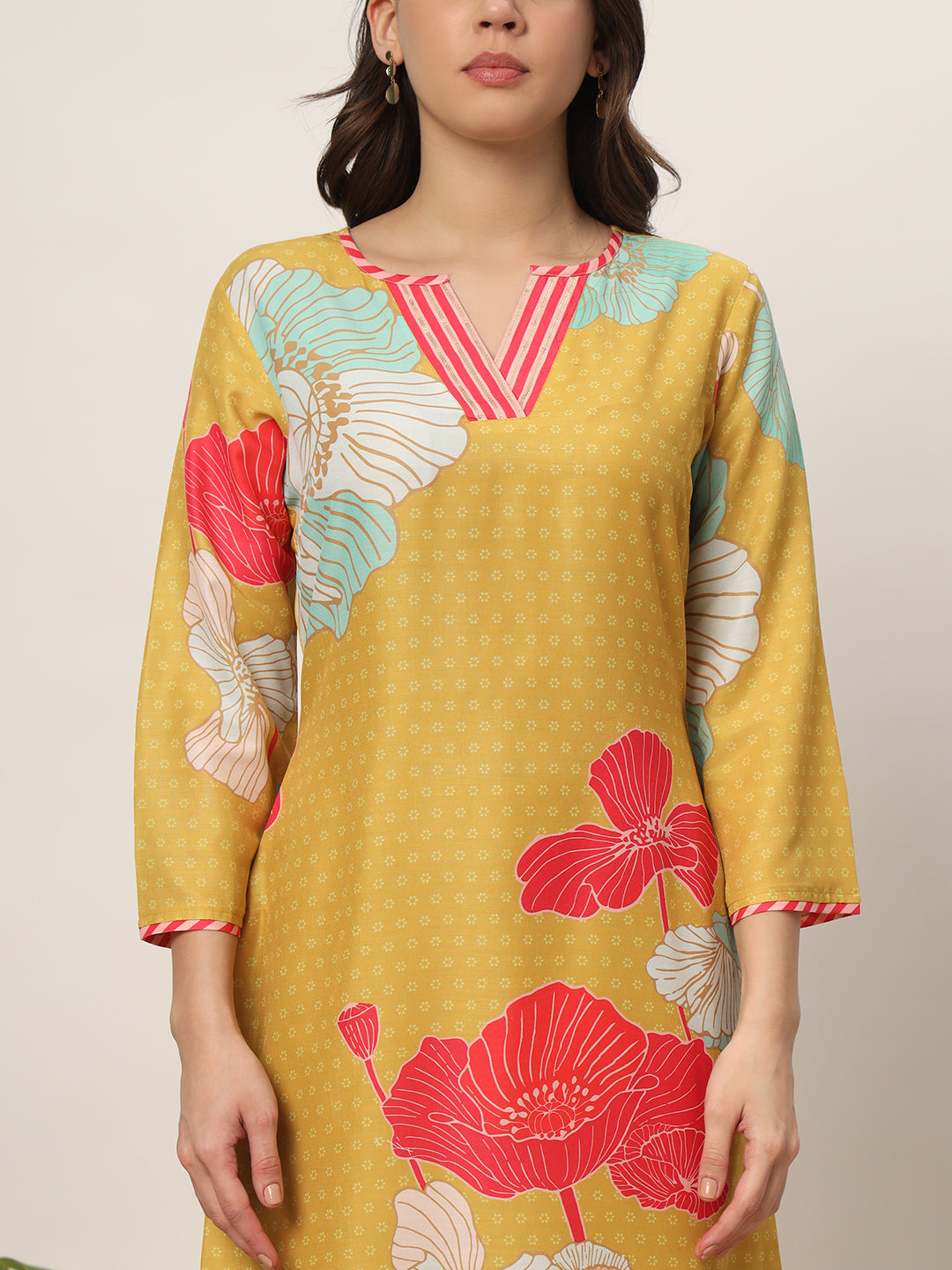 Yellow-Cotton-Blend-Kurta-And-Palazzo-Set
