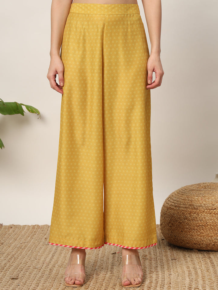 Yellow-Cotton-Blend-Kurta-And-Palazzo-Set