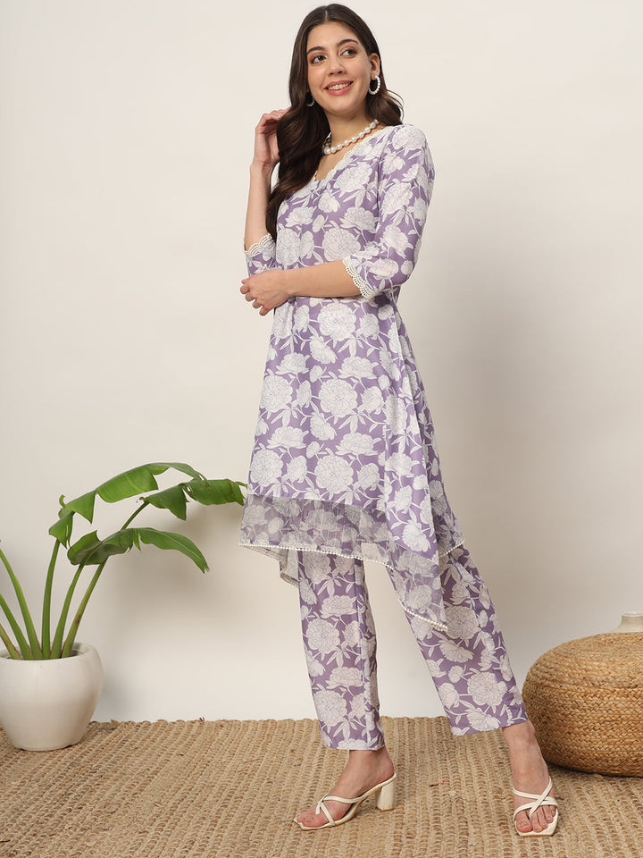 Lavender-Cotton-Blend-Printed-2-Piece-Kurta-Set