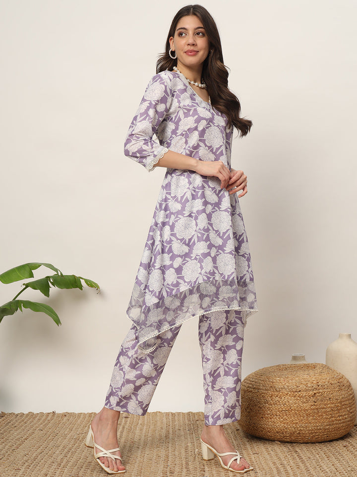 Lavender-Cotton-Blend-Printed-2-Piece-Kurta-Set