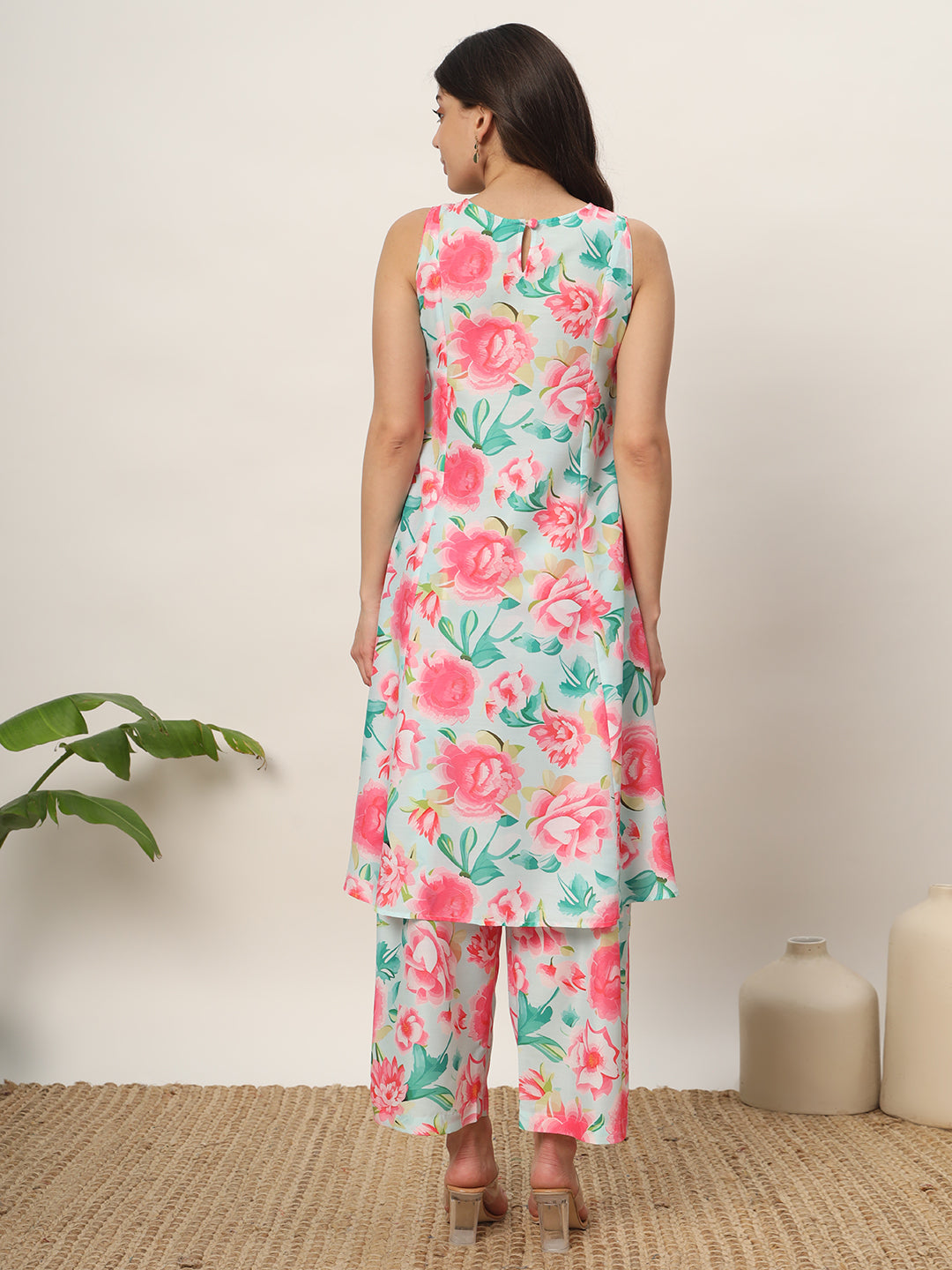 Blush-Pink-Cotton-Blend-A-Line-Kurta-Set
