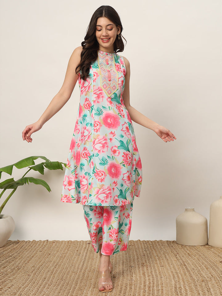 Blush-Pink-Cotton-Blend-A-Line-Kurta-Set