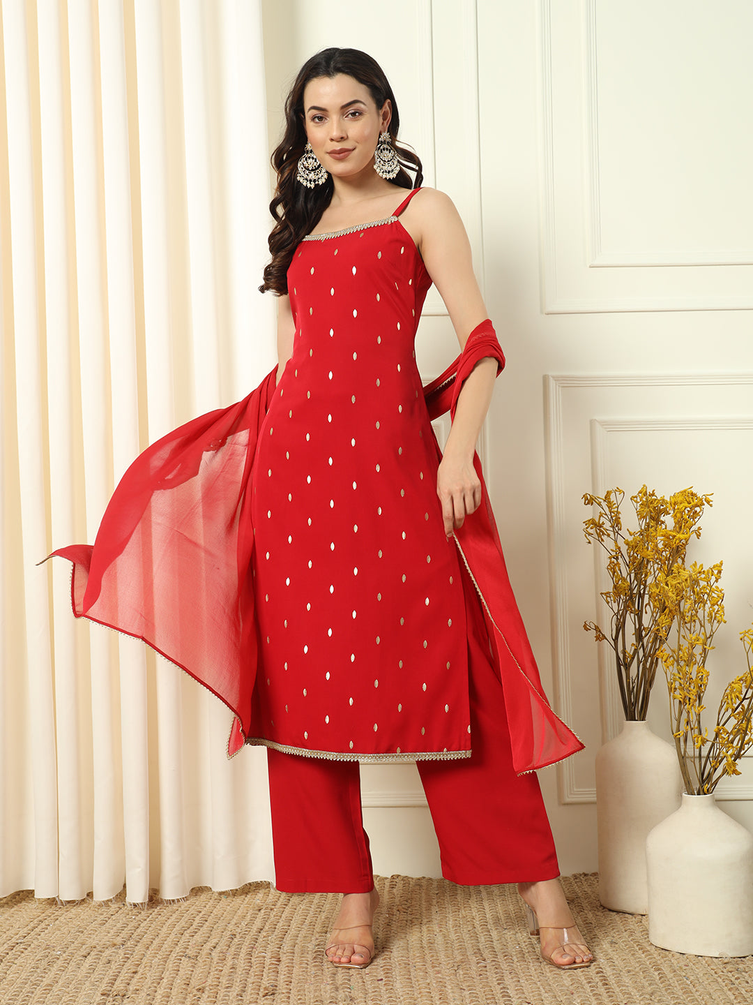 Red-Crepe-Straight-3-Piece-Kurta-Set