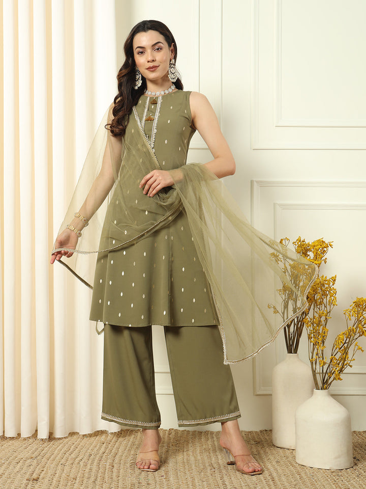 Mehndi-Green-Crepe-Foil-Printed-Straight-3-Piece-Kurta-Set