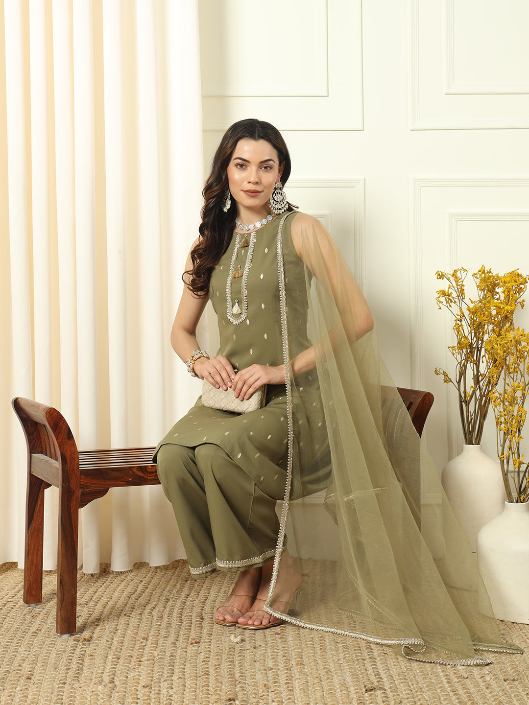 Mehndi-Green-Crepe-Foil-Printed-Straight-3-Piece-Kurta-Set