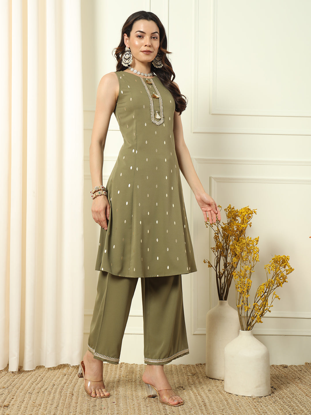 Mehndi-Green-Crepe-Foil-Printed-Straight-3-Piece-Kurta-Set