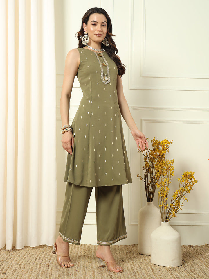 Mehndi-Green-Crepe-Foil-Printed-Straight-3-Piece-Kurta-Set
