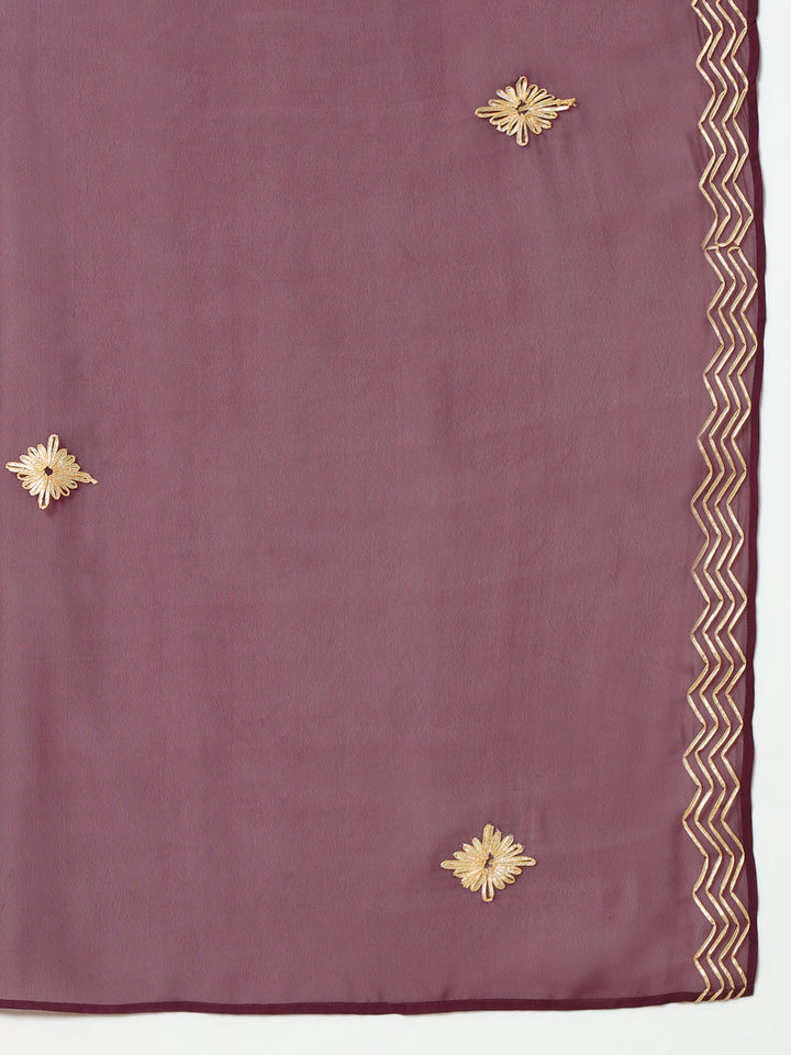 Wine-Crepe-Flared-3-Piece-Kurta-Set