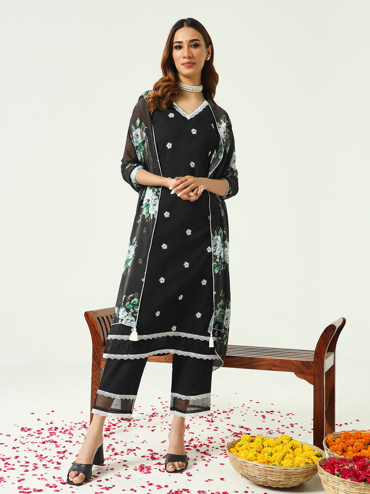 Black-Cotton-Embroidered-Straight-3-Piece-Kurta-Set