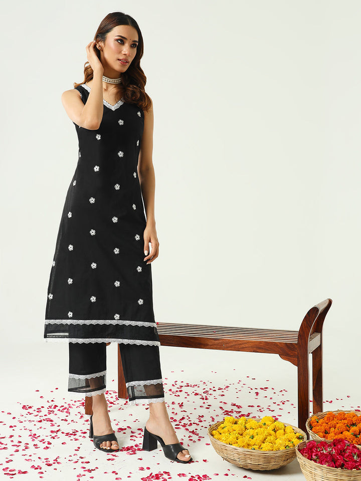 Black-Cotton-Embroidered-Straight-3-Piece-Kurta-Set