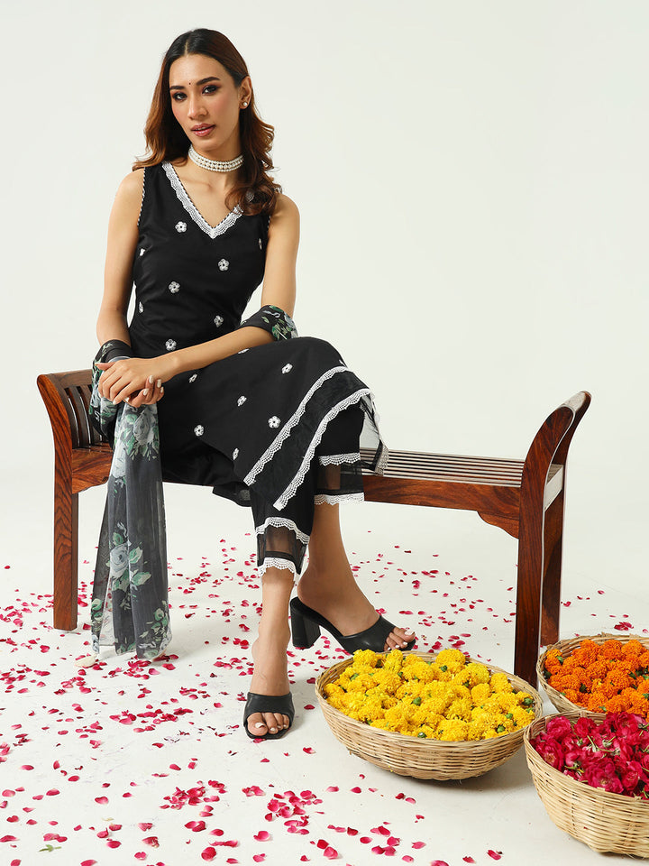 Black-Cotton-Embroidered-Straight-3-Piece-Kurta-Set