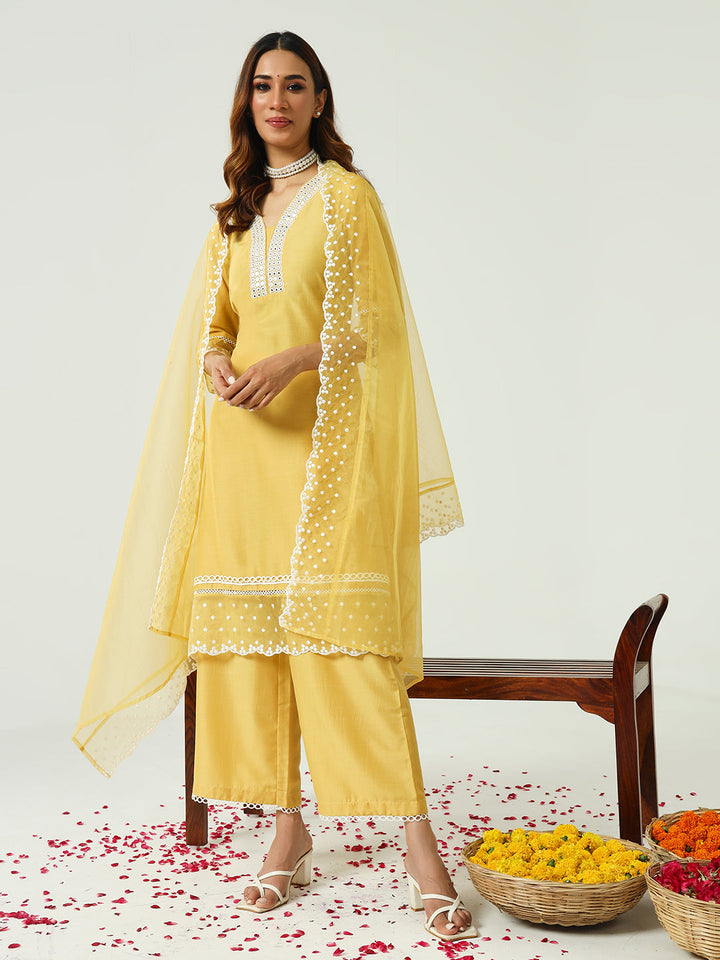 Yellow-Silk-Blend-Straight-3-Piece-Kurta-Set