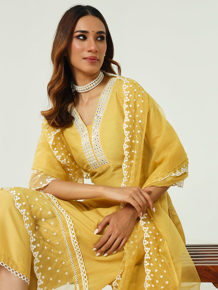Yellow-Silk-Blend-Straight-3-Piece-Kurta-Set