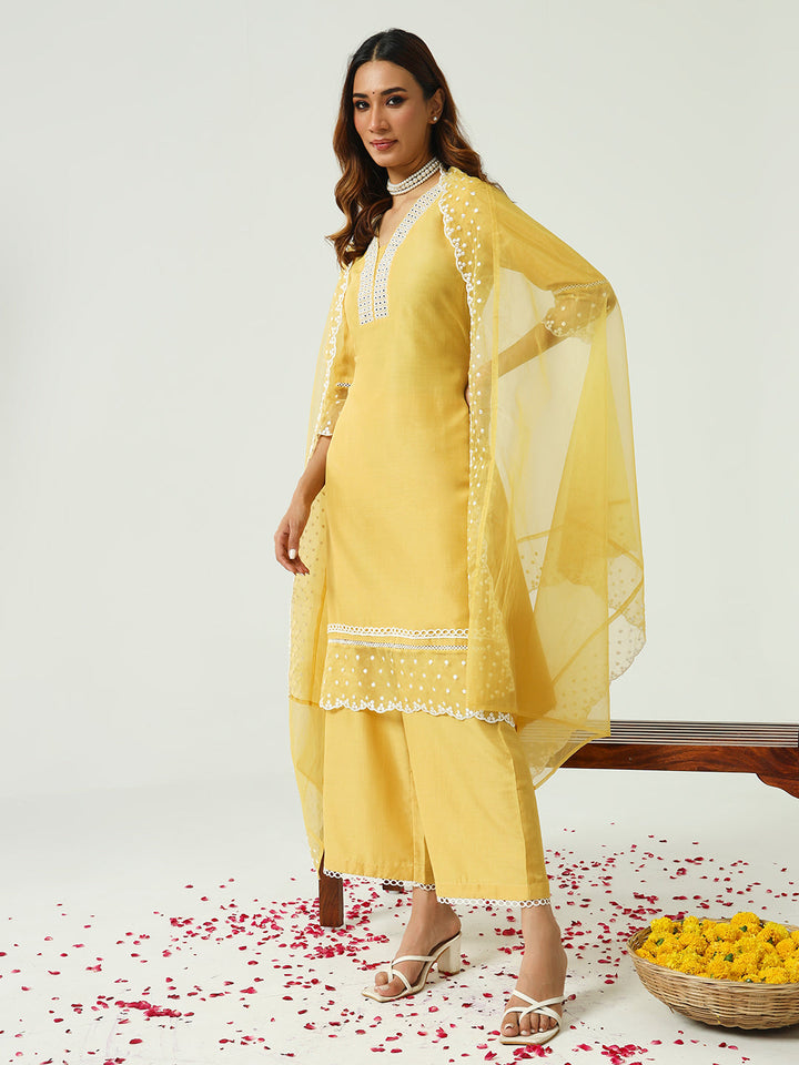 Yellow-Silk-Blend-Straight-3-Piece-Kurta-Set