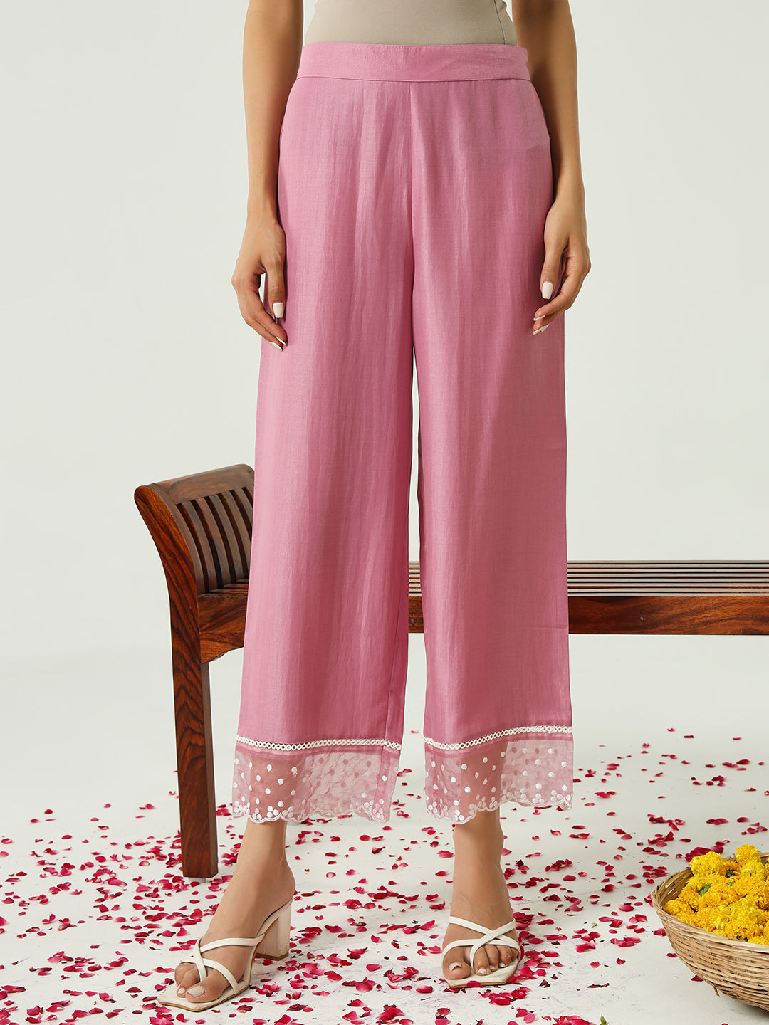 Pink-Silk-Blend-Flared-3-Piece-Kurta-Set