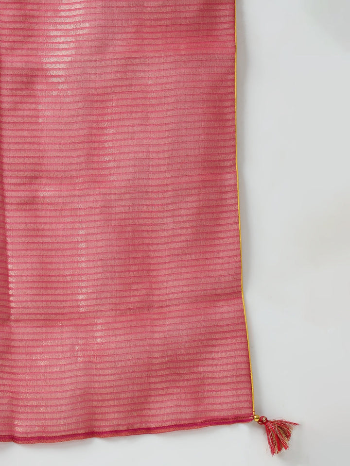 Pink-Chanderi-A-Line-3-Piece-Kurta-Set