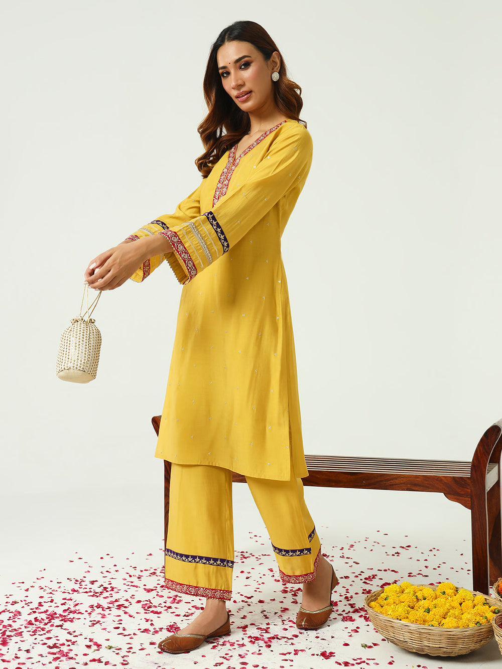 Yellow-Chanderi-Straight-2-Piece-Kurta-Set-Set
