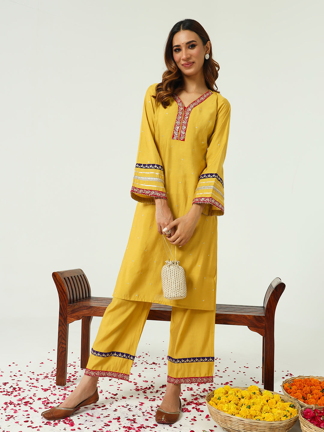 Yellow-Chanderi-Straight-2-Piece-Kurta-Set-Set