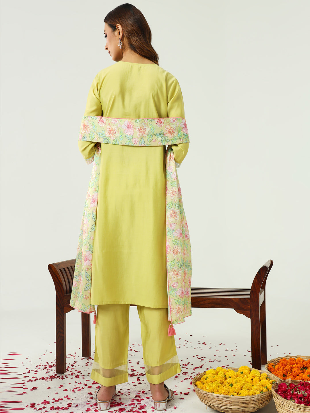 Yellow-Viscose-Chanderi-Straight-3-Piece-Kurta-Set