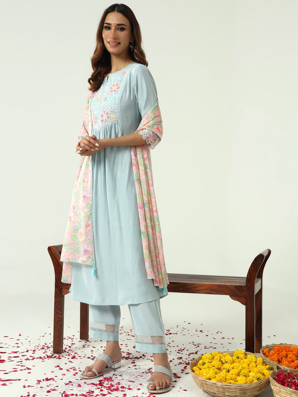 Sky-Blue-Viscose-Chanderi-A-Line-3-Piece-Kurta-Set